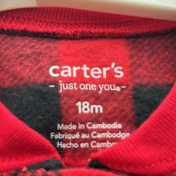 Carter’s Zip Up Red Pajamas Pjs Moose And Grey Polar Bear - Picture 4 of 5